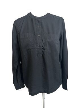 NWT Joe Fresh Women's S Black Tencel Lyocell Long Sleeve Popover Shirt NEW